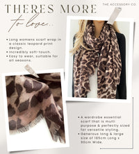 LARGE MOCHA BEIGE LEOPARD PRINT SCARF