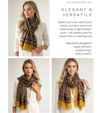 LARGE MUSTARD YELLOW STRIPE LEOPARD PRINT SCARF