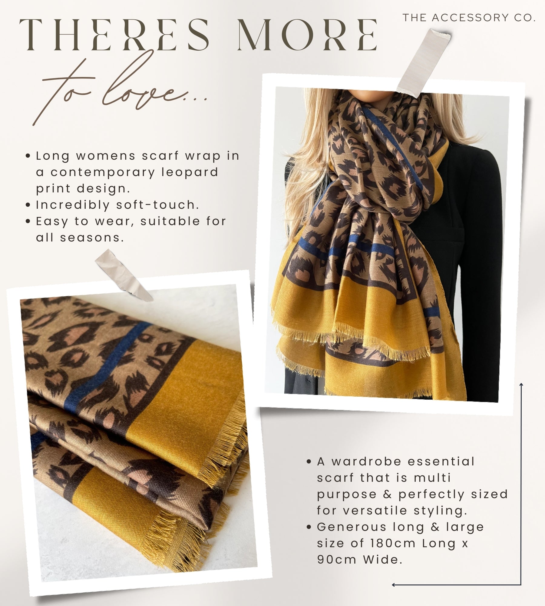 LARGE MUSTARD YELLOW STRIPE LEOPARD PRINT SCARF
