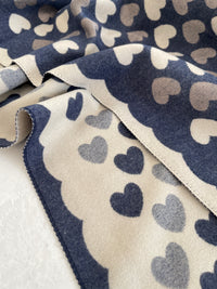 LARGE NAVY BLUE HEART PRINT REVERSIBLE CASHMERE WINTER SHAWL BLANKET SCARF