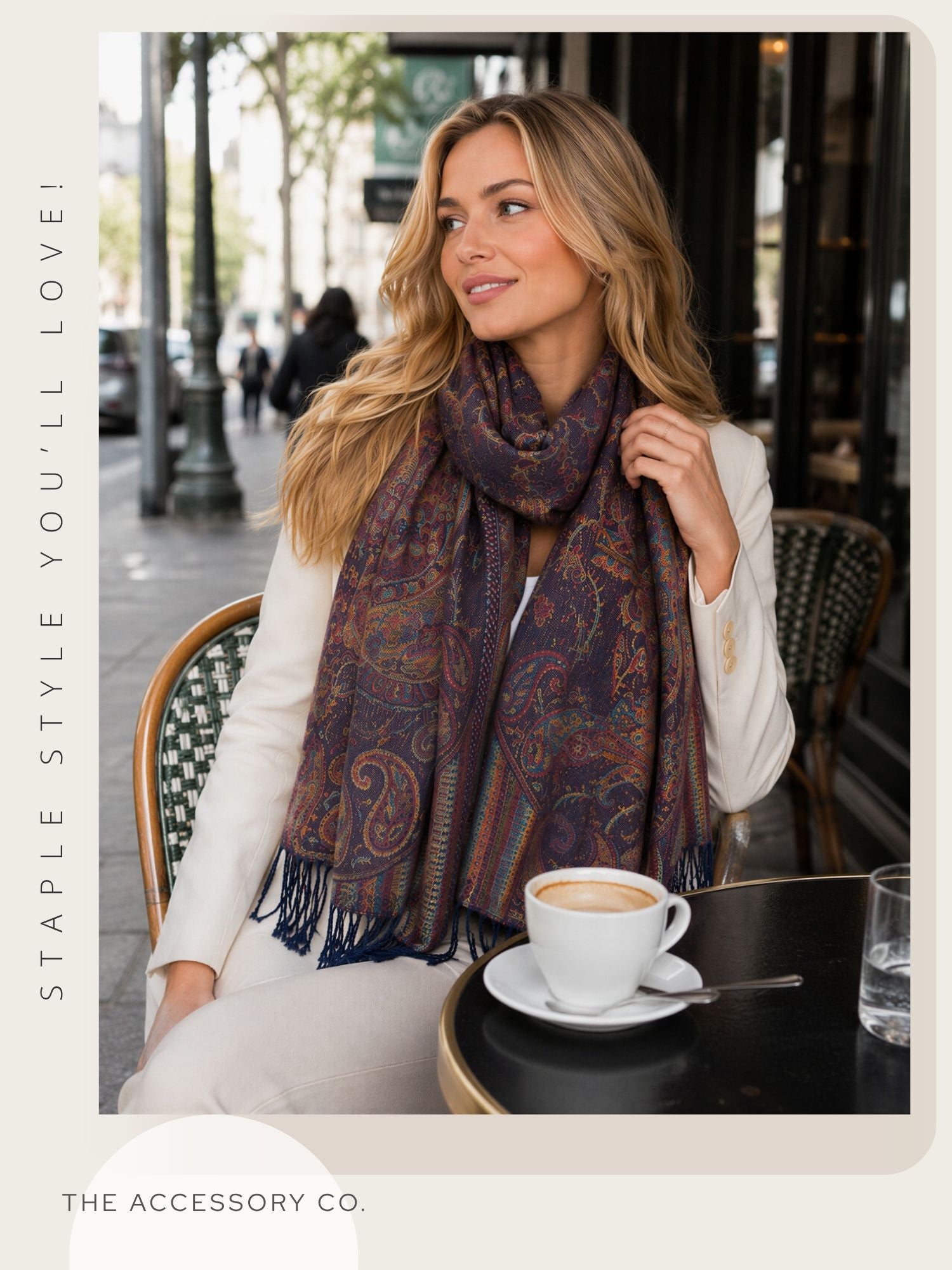 LARGE NAVY BLUE MULTI COLOUR PAISLEY PASHMINA SHAWL SCARF WRAP - A-SHU.CO.UK