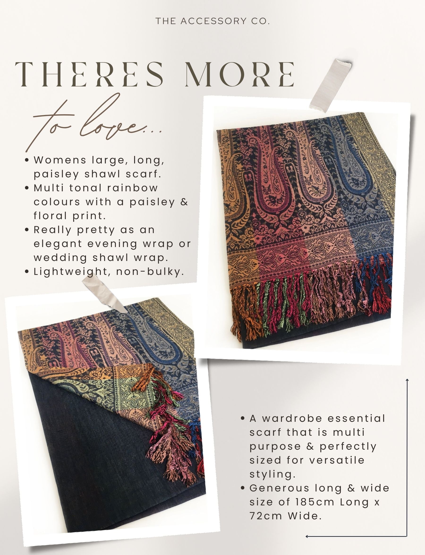 LARGE NAVY BLUE RAINBOW MULTI COLOUR PAISLEY PRINT PASHMINA SHAWL SCARF - A-SHU.CO.UK