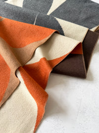 LARGE ORANGE CASHMERE RETRO PRINT REVERSIBLE WINTER SHAWL BLANKET SCARF