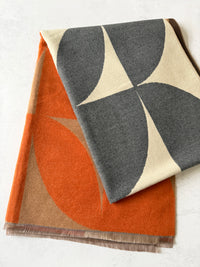 LARGE ORANGE CASHMERE RETRO PRINT REVERSIBLE WINTER SHAWL BLANKET SCARF