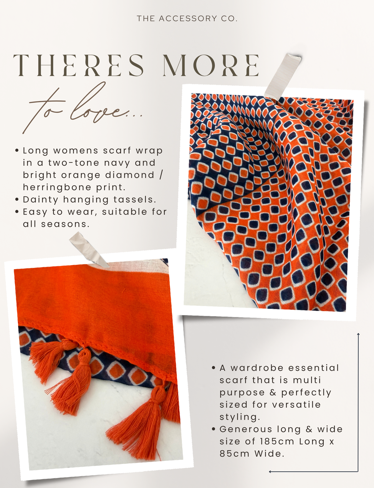 LARGE ORANGE DIAMOND PRINT SHAWL SCARF WITH TASSELS - A-SHU.CO.UK