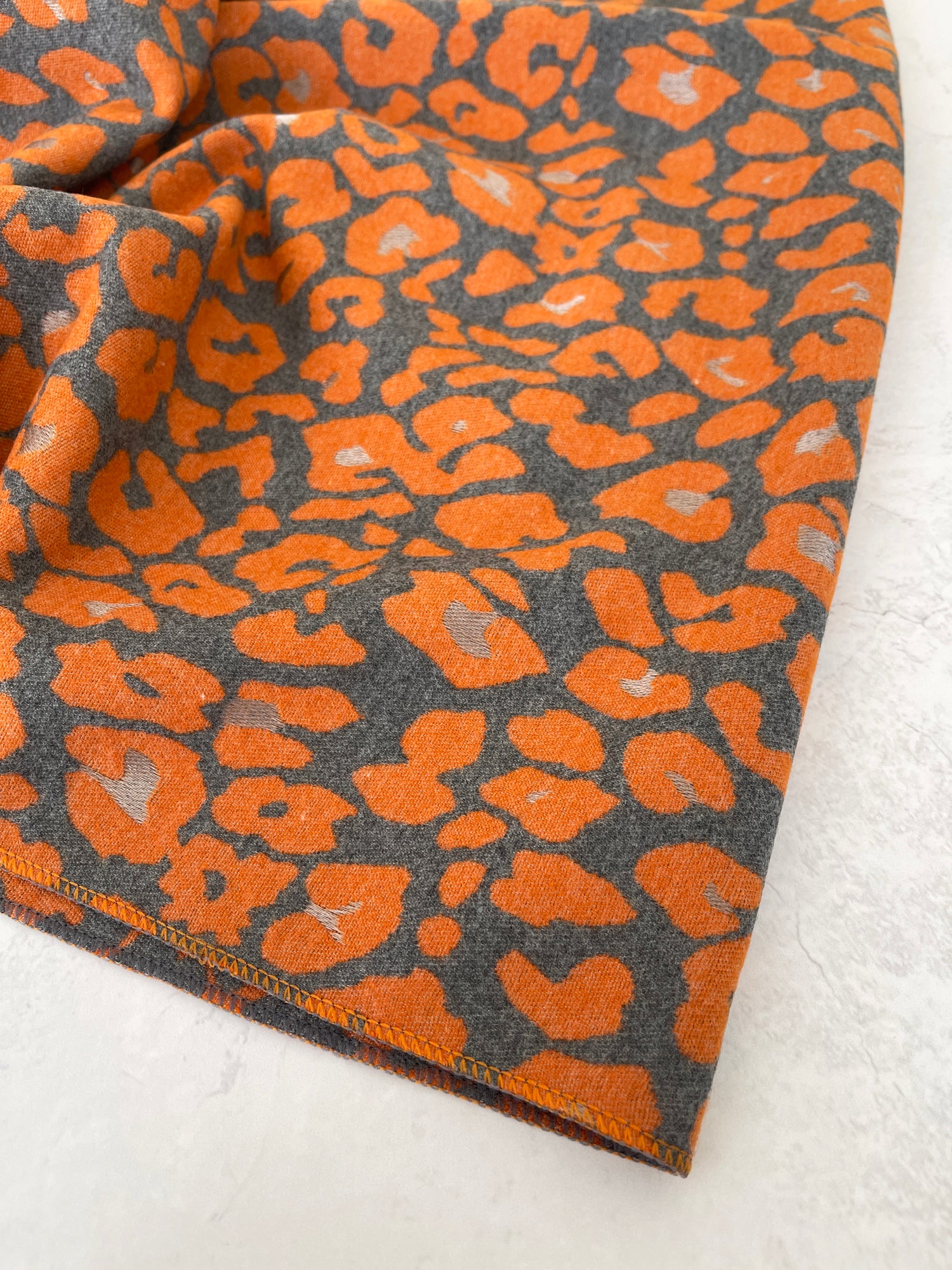 LARGE ORANGE LEOPARD PRINT REVERSIBLE WINTER SHAWL BLANKET SCARF