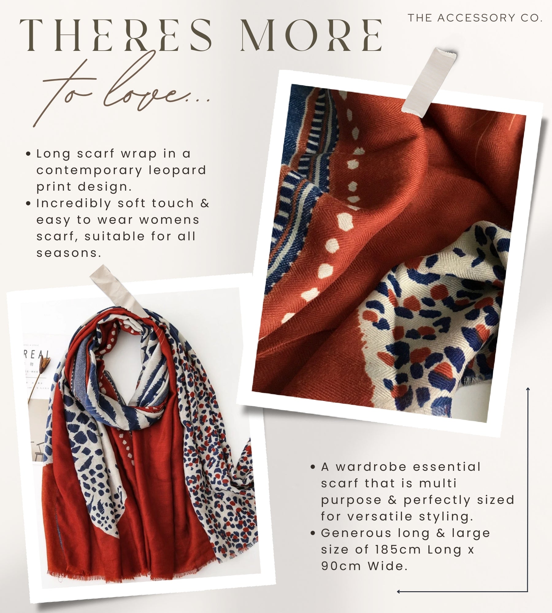 LARGE ORANGE RUST TIGER AND LEOPARD PRINT SHAWL SCARF