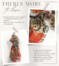 LARGE ORANGE VINTAGE LEOPARD PRINT SHAWL SCARF