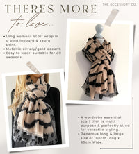 LARGE PALE PINK ZEBRA AND LEOPARD PRINT SHAWL SCARF