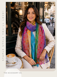 LARGE PINKY PURPLE MULTI-COLOUR DOT PRINT PASHMINA SHAWL SCARF - A-SHU.CO.UK