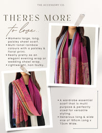 LARGE PINK RAINBOW MULTI COLOUR PAISLEY PRINT PASHMINA SHAWL SCARF