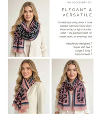 LARGE PINK STRIPE LEOPARD PRINT SCARF
