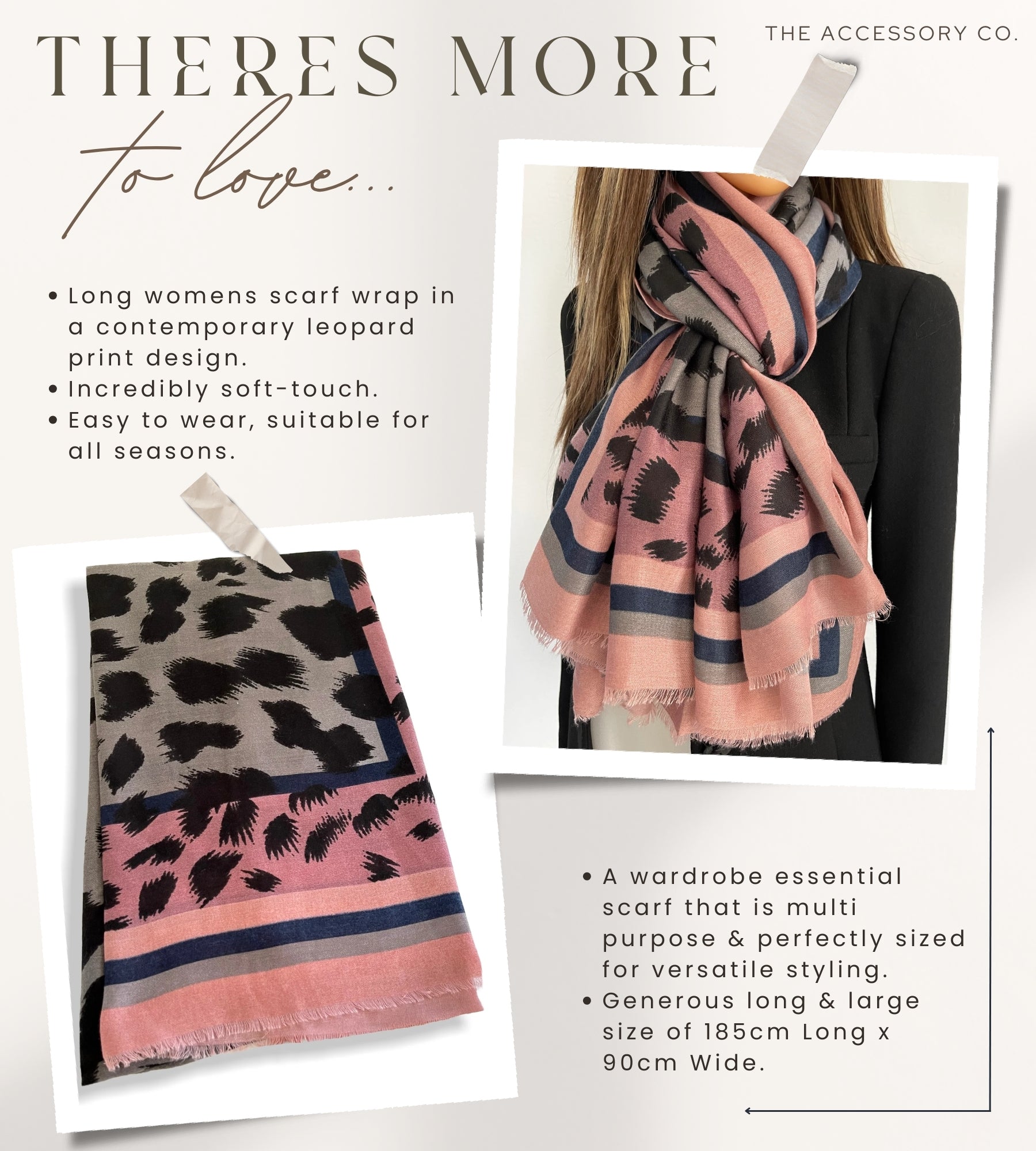 LARGE PINK STRIPE LEOPARD PRINT SCARF