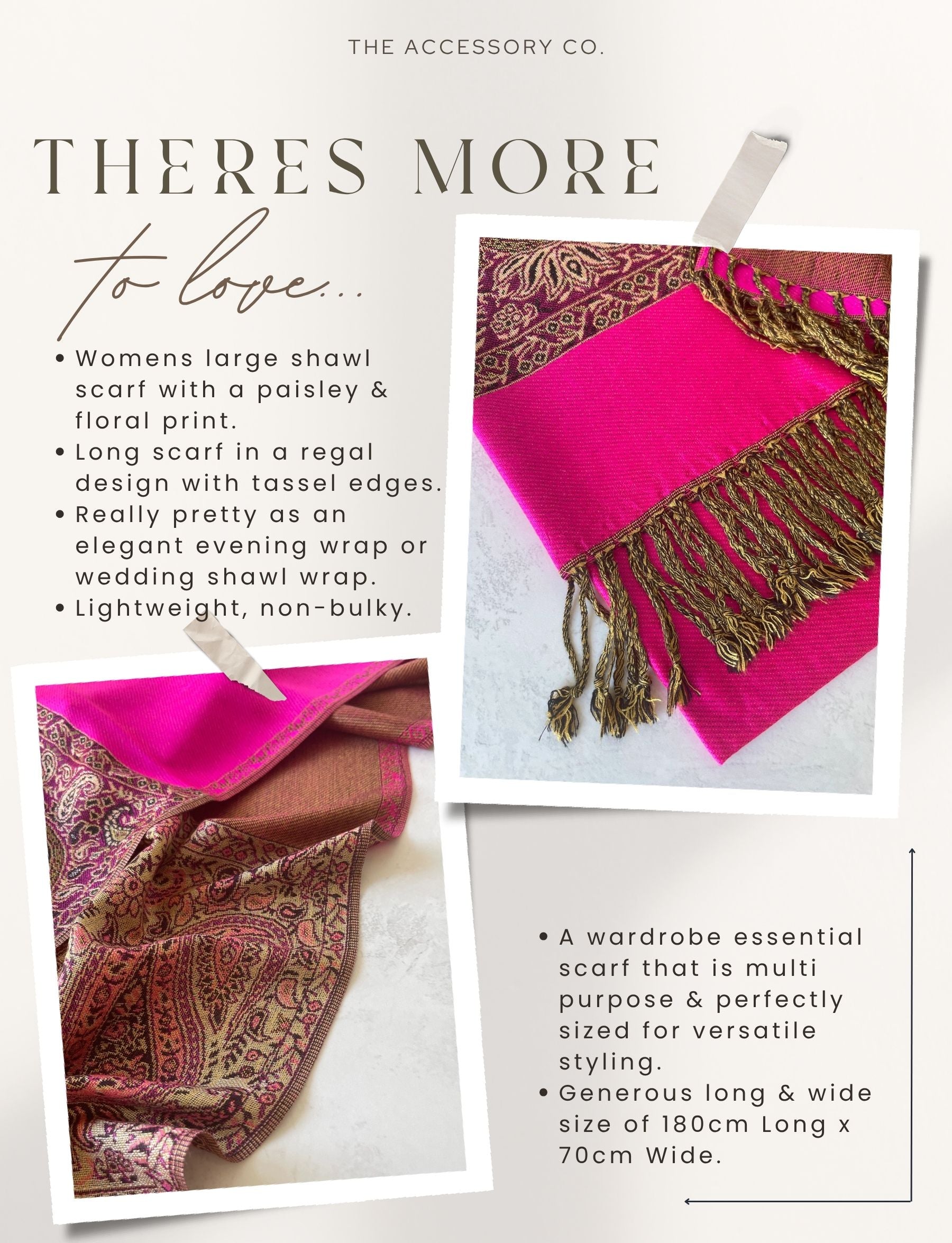 LARGE PLAIN FUCHSIA PINK REVERSIBLE MULTI COLOUR PAISLEY PRINT PASHMINA SHAWL SCARF WRAP - A-SHU.CO.UK