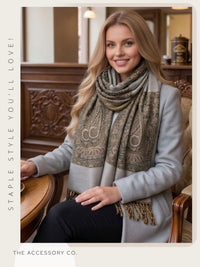 LARGE PLAIN SILVER REVERSIBLE MULTI COLOUR PAISLEY PRINT PASHMINA SHAWL SCARF WRAP - A-SHU.CO.UK