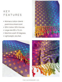 LARGE PURPLE MULTI-COLOUR DOT PRINT PASHMINA SHAWL SCARF - A-SHU.CO.UK