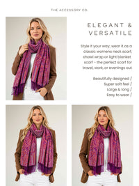 LARGE PURPLE MULTI COLOUR PAISLEY PASHMINA SHAWL SCARF WRAP - A-SHU.CO.UK