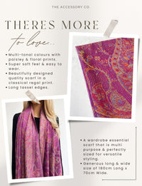LARGE PURPLE MULTI COLOUR PAISLEY PASHMINA SHAWL SCARF WRAP - A-SHU.CO.UK
