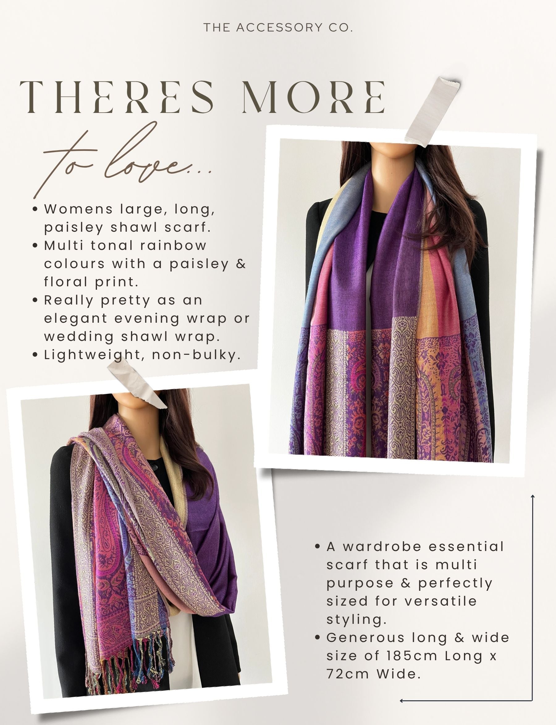 LARGE PURPLE RAINBOW MULTI COLOUR PAISLEY PRINT PASHMINA SHAWL SCARF - A-SHU.CO.UK