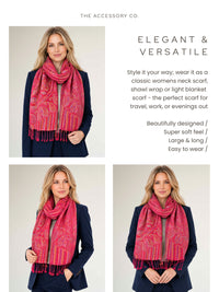 LARGE RED MULTI COLOUR PAISLEY PASHMINA SHAWL SCARF WRAP - A-SHU.CO.UK