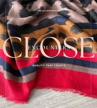 LARGE RED STRIPE LEOPARD PRINT SCARF