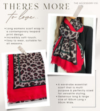 LARGE RED STRIPE LEOPARD PRINT SHAWL SCARF