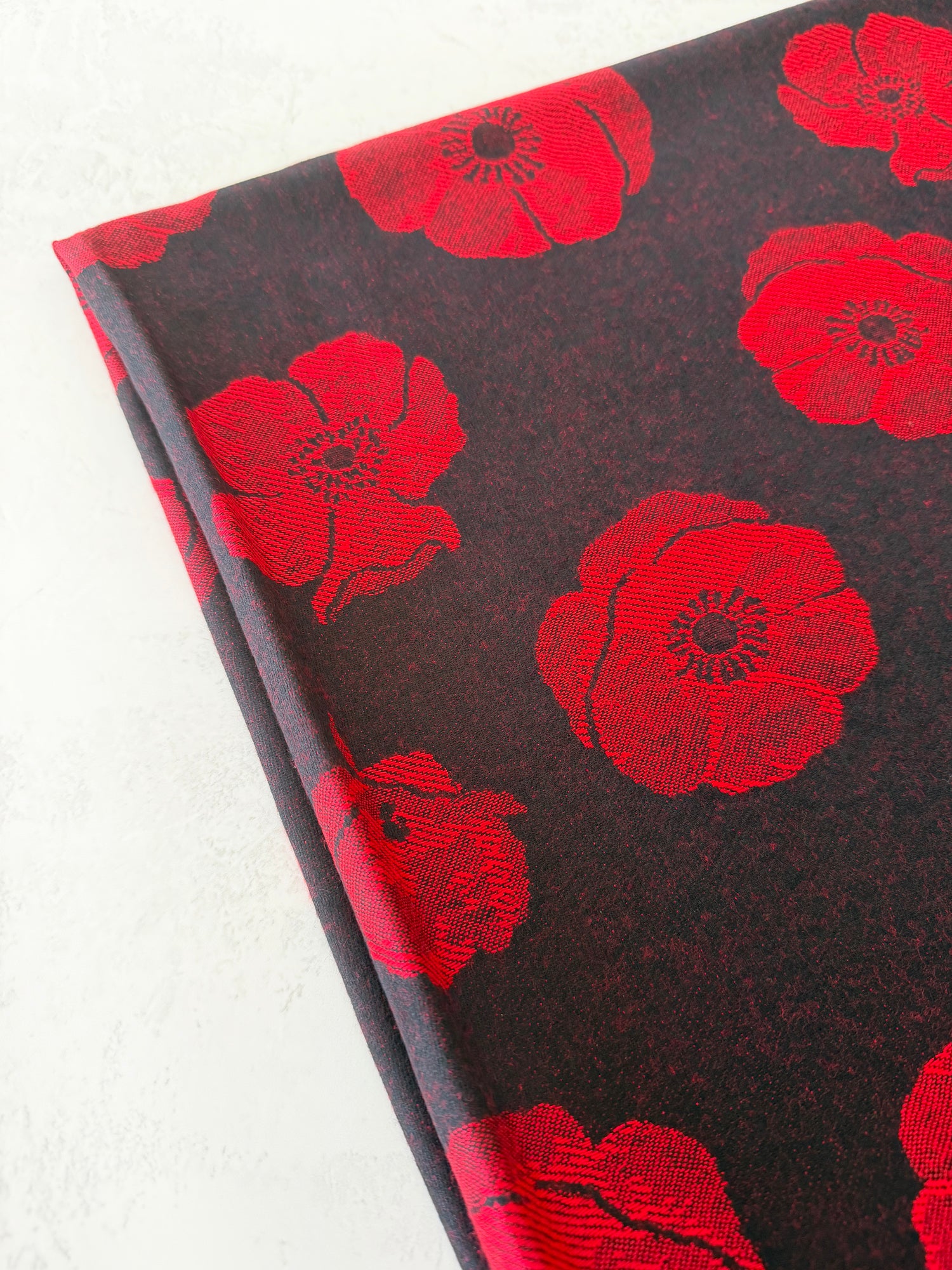 LARGE REVERSIBLE BLACK AND RED POPPY PASHMINA SHAWL SCARF - A-SHU.CO.UK