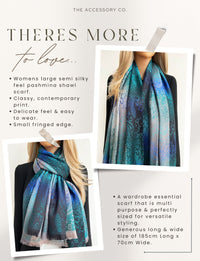 LARGE REVERSIBLE BLUE OMBRE PAISLEY PRINT PASHMINA SHAWL SCARF WRAP - A-SHU.CO.UK