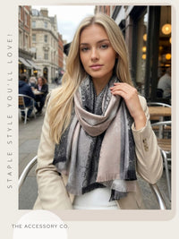 LARGE REVERSIBLE GREY OMBRE PAISLEY PRINT PASHMINA SHAWL SCARF WRAP - A-SHU.CO.UK