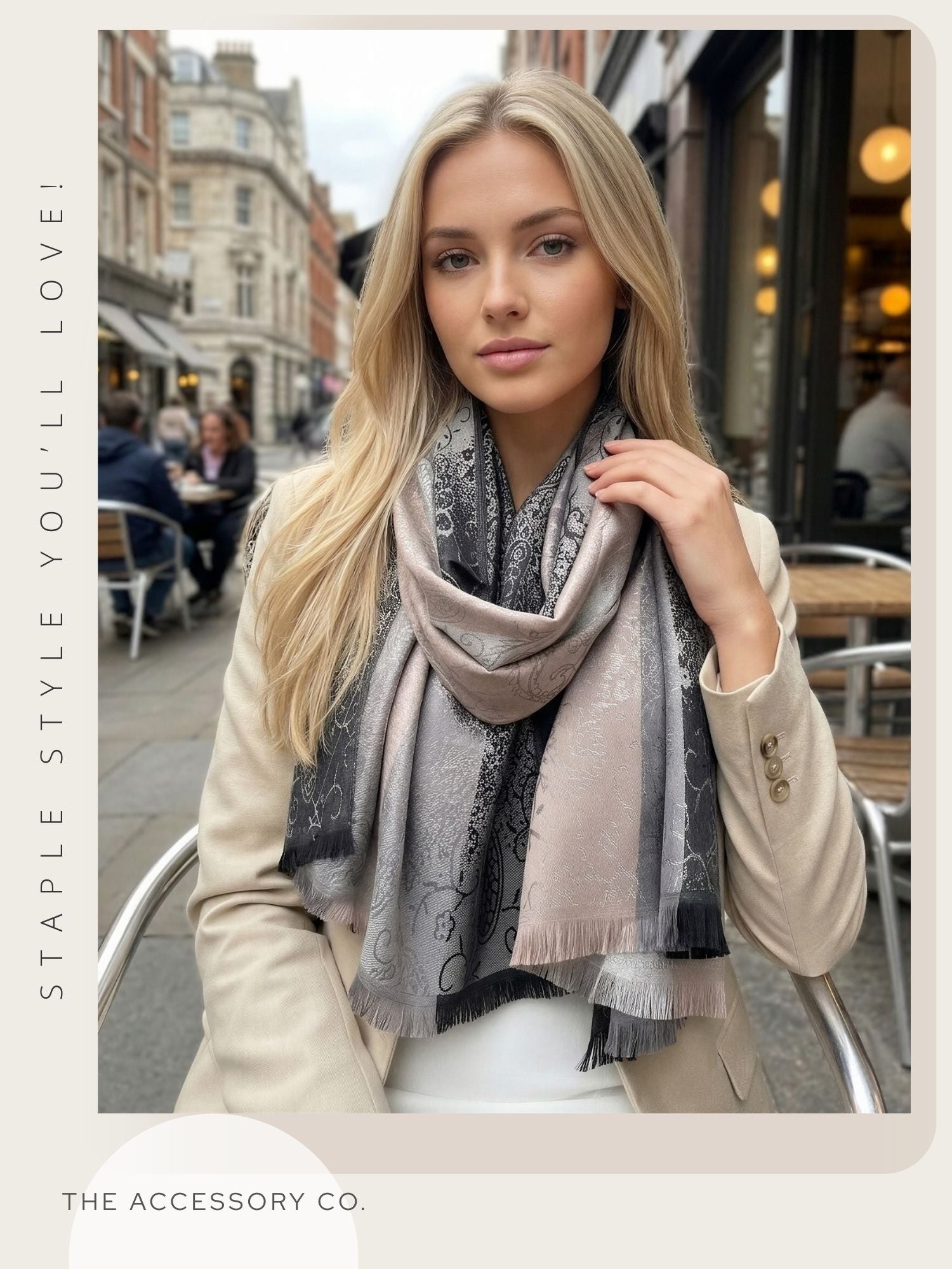 LARGE REVERSIBLE GREY OMBRE PAISLEY PRINT PASHMINA SHAWL SCARF WRAP - A-SHU.CO.UK