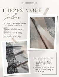 LARGE REVERSIBLE GREY OMBRE PAISLEY PRINT PASHMINA SHAWL SCARF WRAP - A-SHU.CO.UK