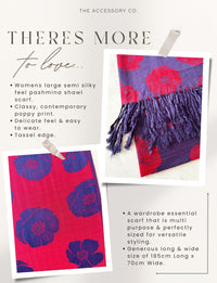 LARGE REVERSIBLE NAVY AND RED POPPY PASHMINA SHAWL SCARF - A-SHU.CO.UK