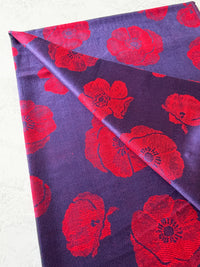 LARGE REVERSIBLE NAVY AND RED POPPY PASHMINA SHAWL SCARF - A-SHU.CO.UK