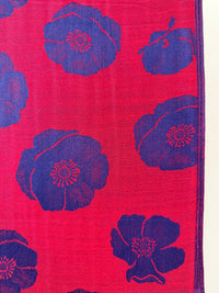 LARGE REVERSIBLE NAVY AND RED POPPY PASHMINA SHAWL SCARF - A-SHU.CO.UK