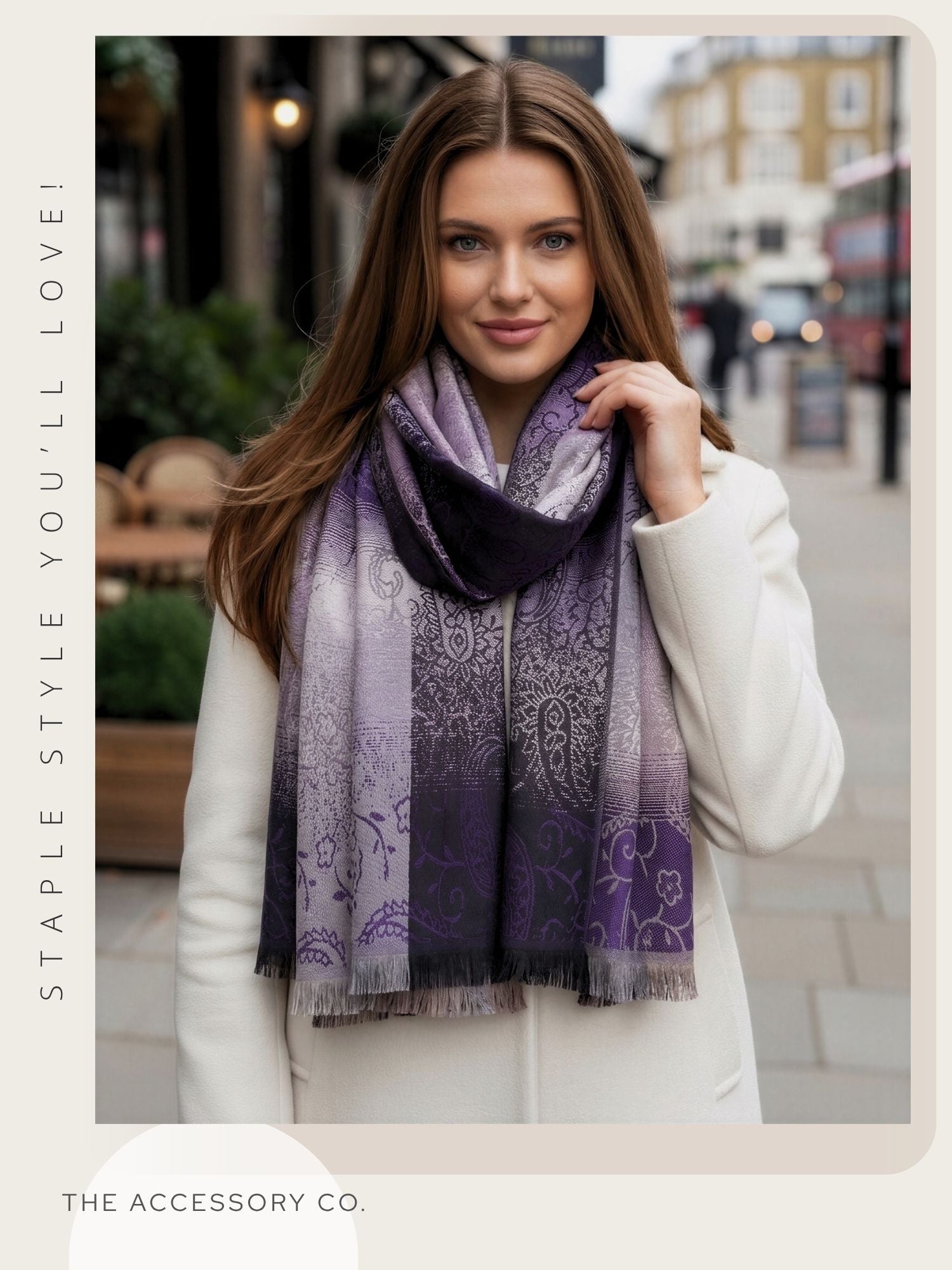 LARGE REVERSIBLE PURPLE OMBRE PAISLEY PRINT PASHMINA SHAWL SCARF WRAP