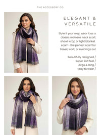 LARGE REVERSIBLE PURPLE OMBRE PAISLEY PRINT PASHMINA SHAWL SCARF WRAP