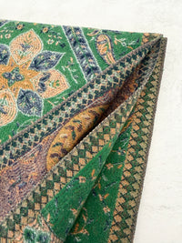 LARGE REVERSIBLE TRADITIONAL FLORAL PAISLEY WINTER SHAWL BLANKET SCARF - GREEN