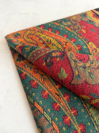 LARGE REVERSIBLE TRADITIONAL PAISLEY WINTER SHAWL BLANKET SCARF - GREEN