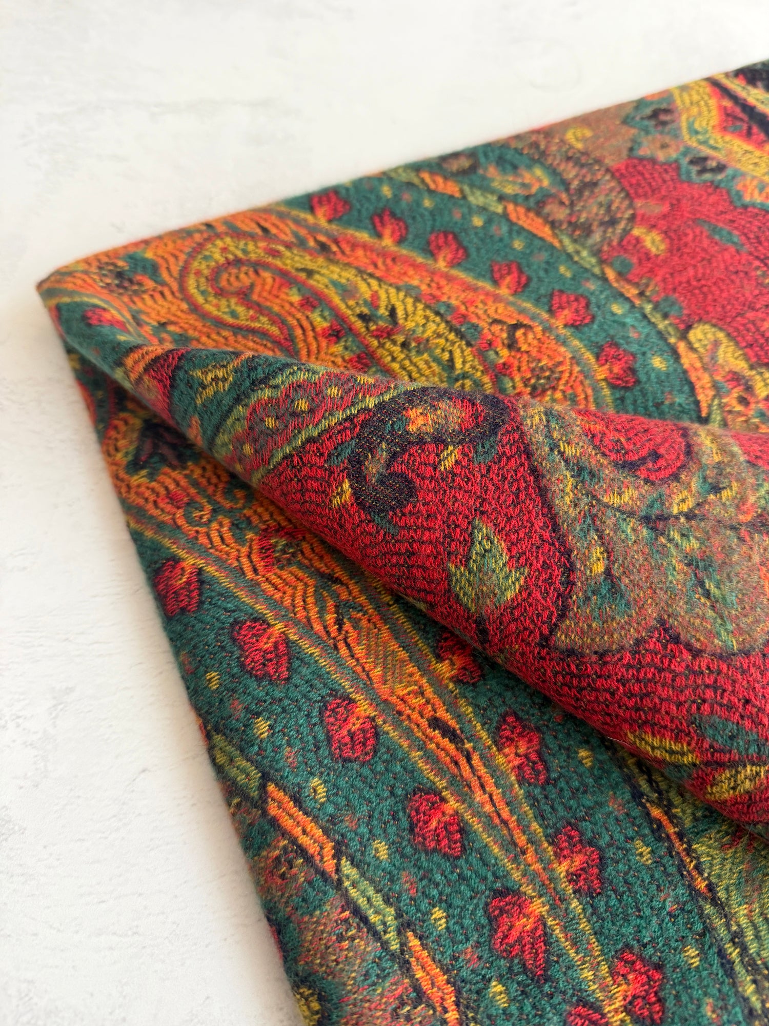 LARGE REVERSIBLE TRADITIONAL PAISLEY WINTER SHAWL BLANKET SCARF - GREEN