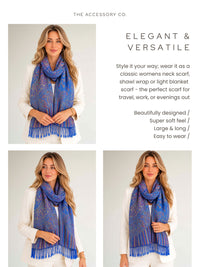 LARGE ROYAL BLUE MULTI COLOUR PAISLEY PASHMINA SHAWL SCARF WRAP - A-SHU.CO.UK