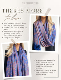 LARGE ROYAL BLUE MULTI COLOUR PAISLEY PASHMINA SHAWL SCARF WRAP - A-SHU.CO.UK