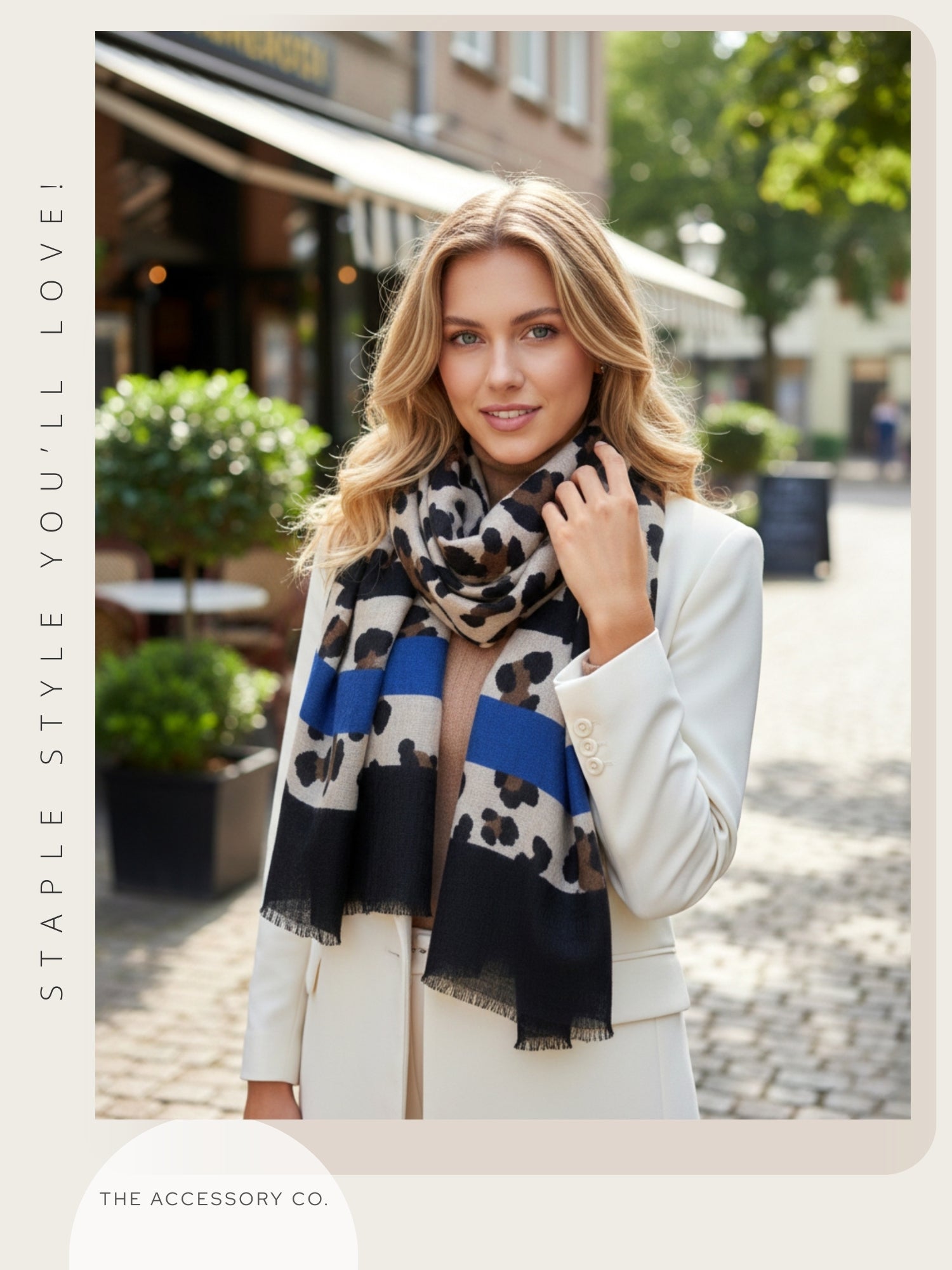 LARGE ROYAL BLUE RETRO LEOPARD PRINT SCARF