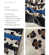 LARGE ROYAL BLUE RETRO LEOPARD PRINT SCARF