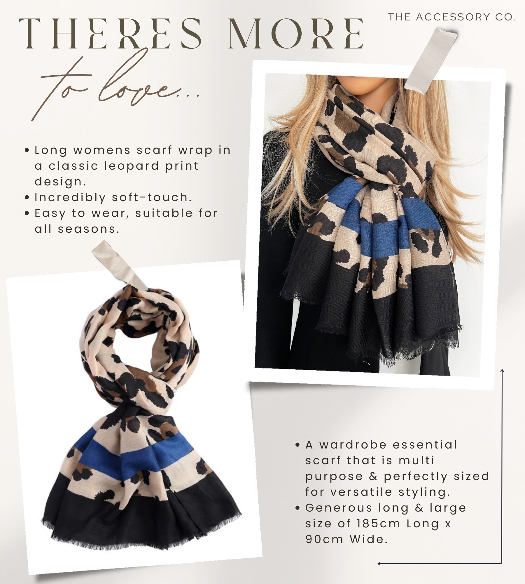 LARGE ROYAL BLUE RETRO LEOPARD PRINT SCARF