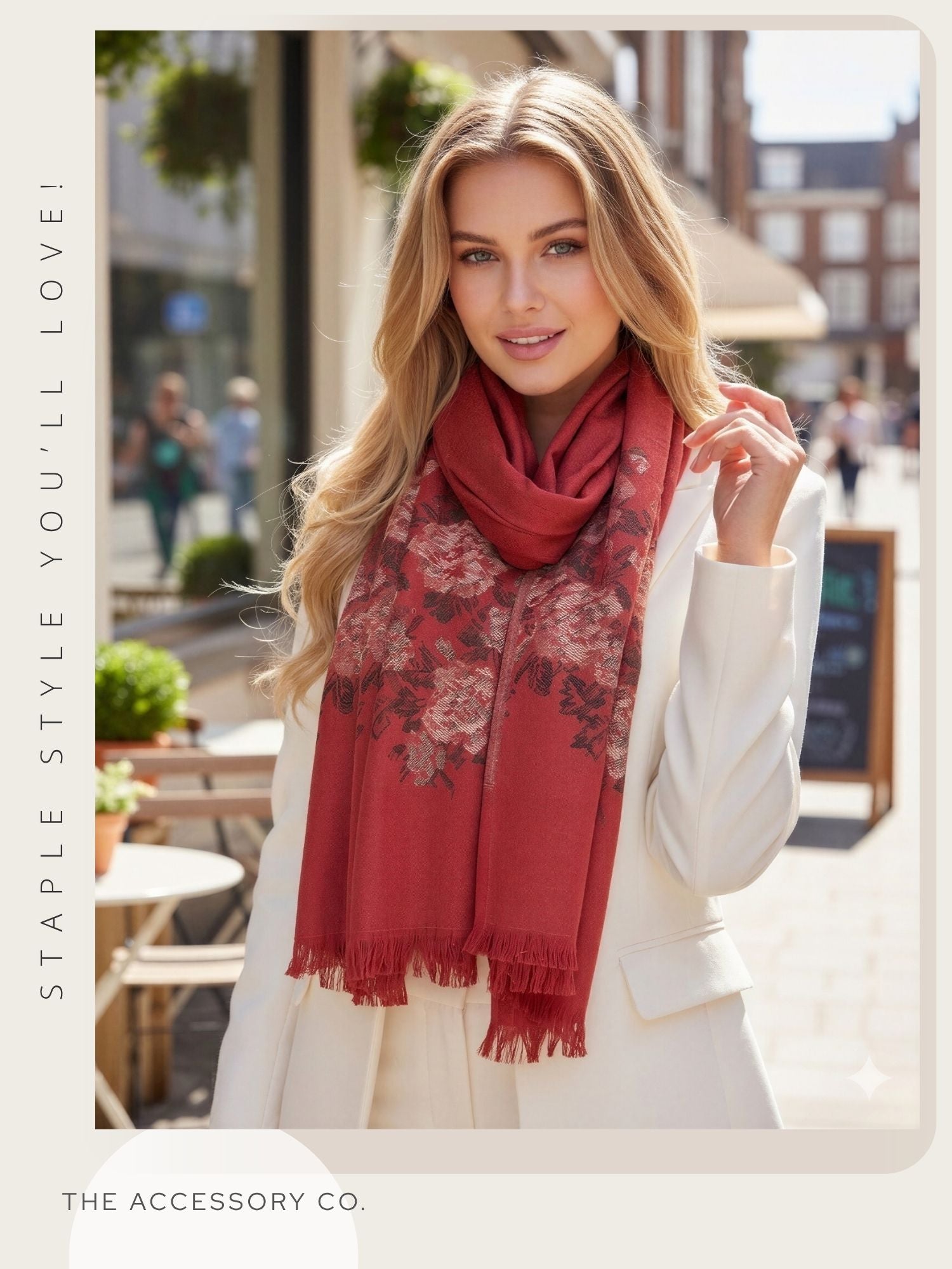 LARGE RUSTIC ORANGE FLORAL PRINT SILKY FEEL PASHMINA SHAWL SCARF - A-SHU.CO.UK