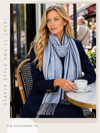 LARGE SILVERY BLUE SWIRL FLORAL PRINT REVERSIBLE PASHMINA SHAWL SCARF - A-SHU.CO.UK
