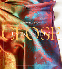 LARGE SUNSET RAINBOW FEATHER AND LEAF PRINT PASHMINA SHAWL SCARF