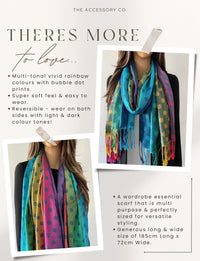 LARGE TEAL MULTI-COLOUR DOT PRINT PASHMINA SHAWL SCARF - A-SHU.CO.UK