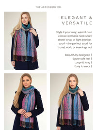 LARGE TEAL RAINBOW MULTI COLOUR PAISLEY PRINT PASHMINA SHAWL SCARF - A-SHU.CO.UK