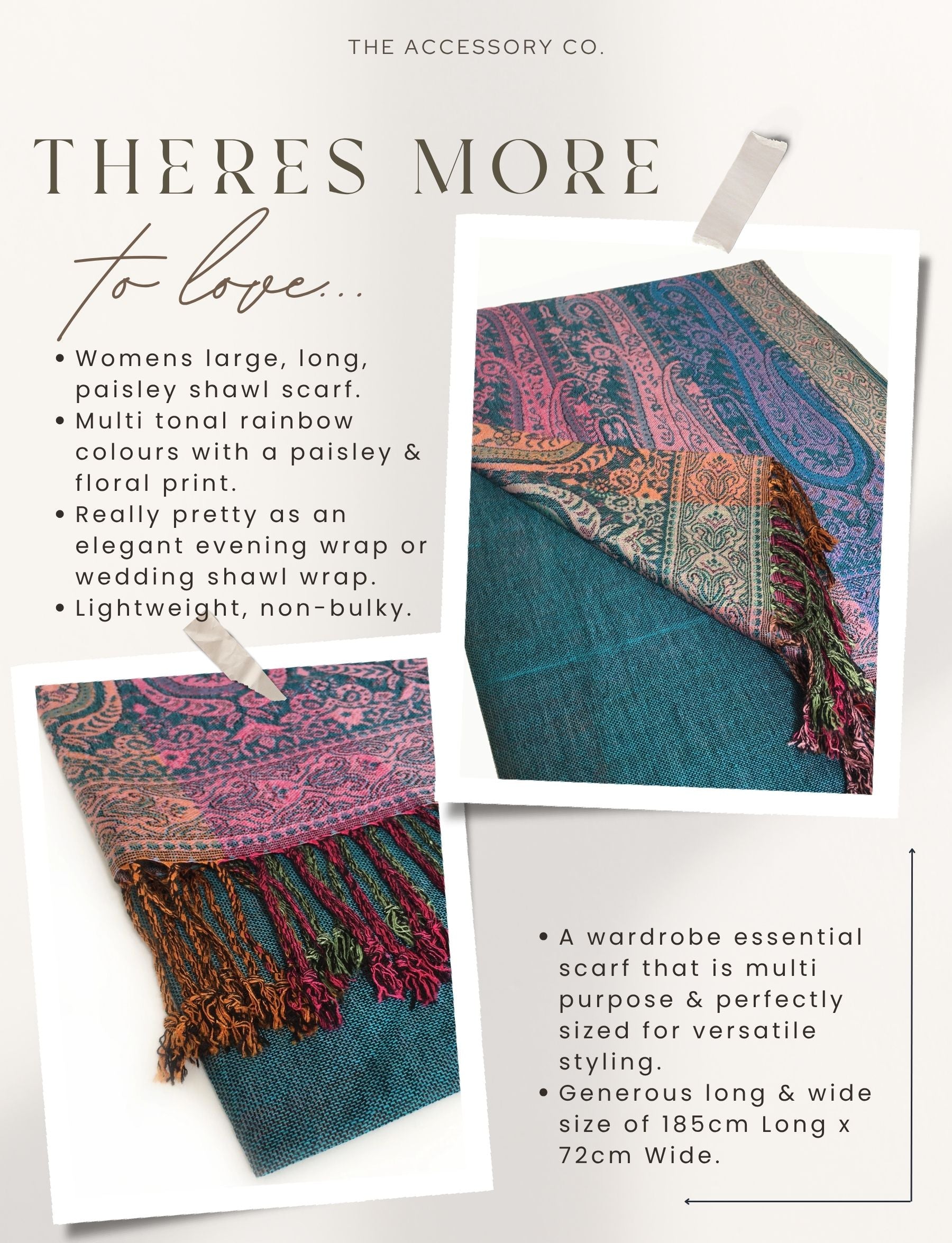 LARGE TEAL RAINBOW MULTI COLOUR PAISLEY PRINT PASHMINA SHAWL SCARF - A-SHU.CO.UK